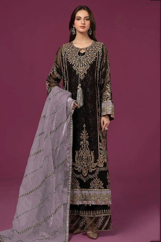 Black Colour Semi Stitched Faux Georgette Pakistani Suit SM1140279