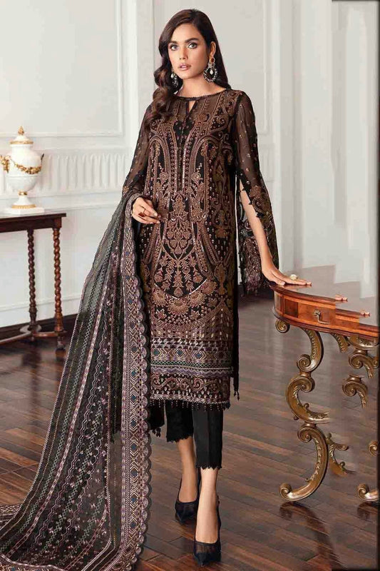 Black Colour Semi Stitched Faux Georgette Pakistani Suit SM1140706