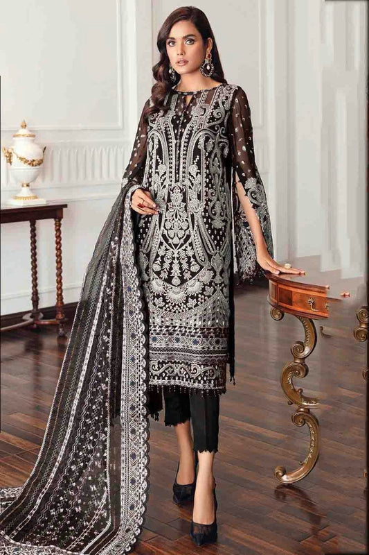 Black Colour Semi Stitched Faux Georgette Pakistani Suit SM1140707