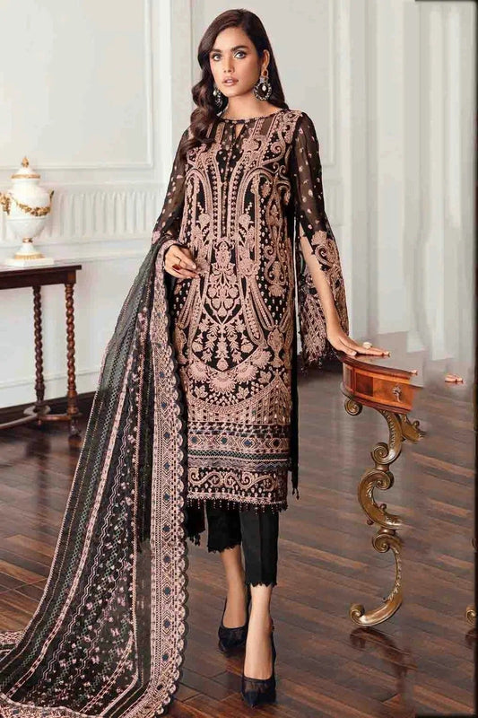 Black Colour Semi Stitched Faux Georgette Pakistani Suit SM1140709