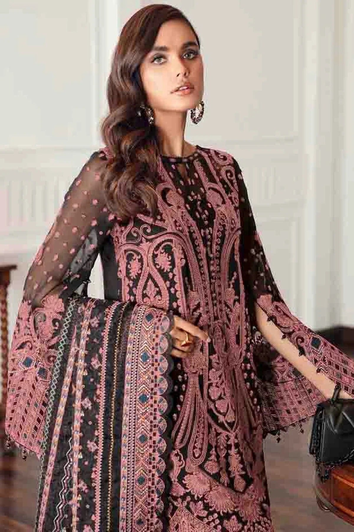 Black Colour Semi Stitched Faux Georgette Pakistani Suit SM1140710 A