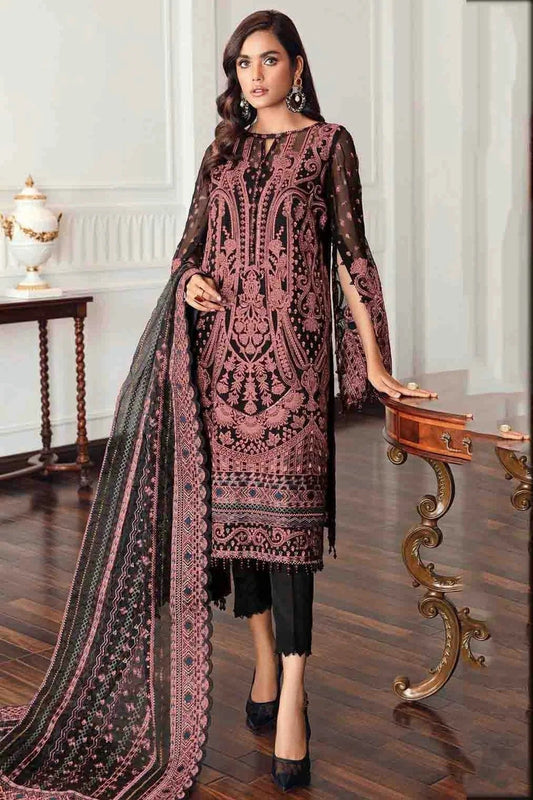 Black Colour Semi Stitched Faux Georgette Pakistani Suit SM1140710
