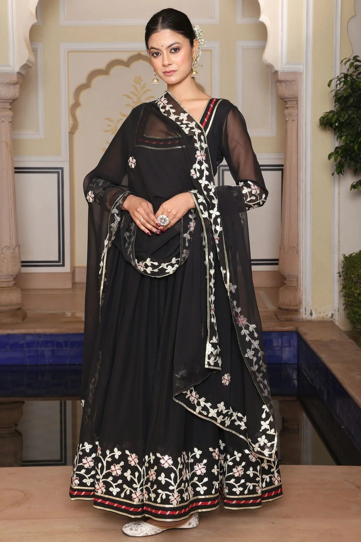 Black Colour Semi Stitched Georgette Anarkali Suit SM1170033 A