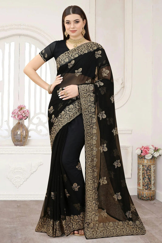 Black Colour Silk Designer Saree LC1121297