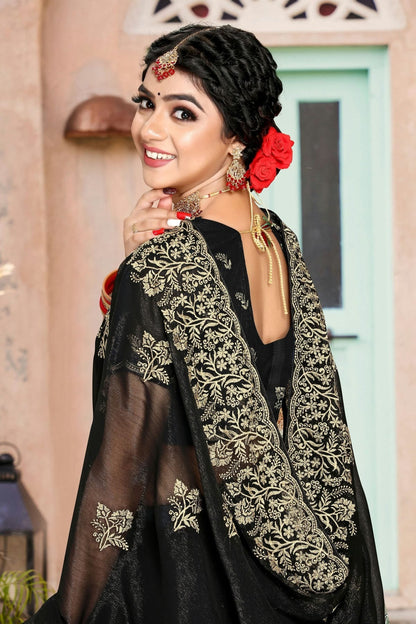 Black Colour Silk Designer Saree LC1121343 A