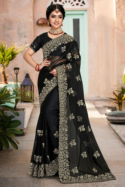 Black Colour Silk Designer Saree LC1121343