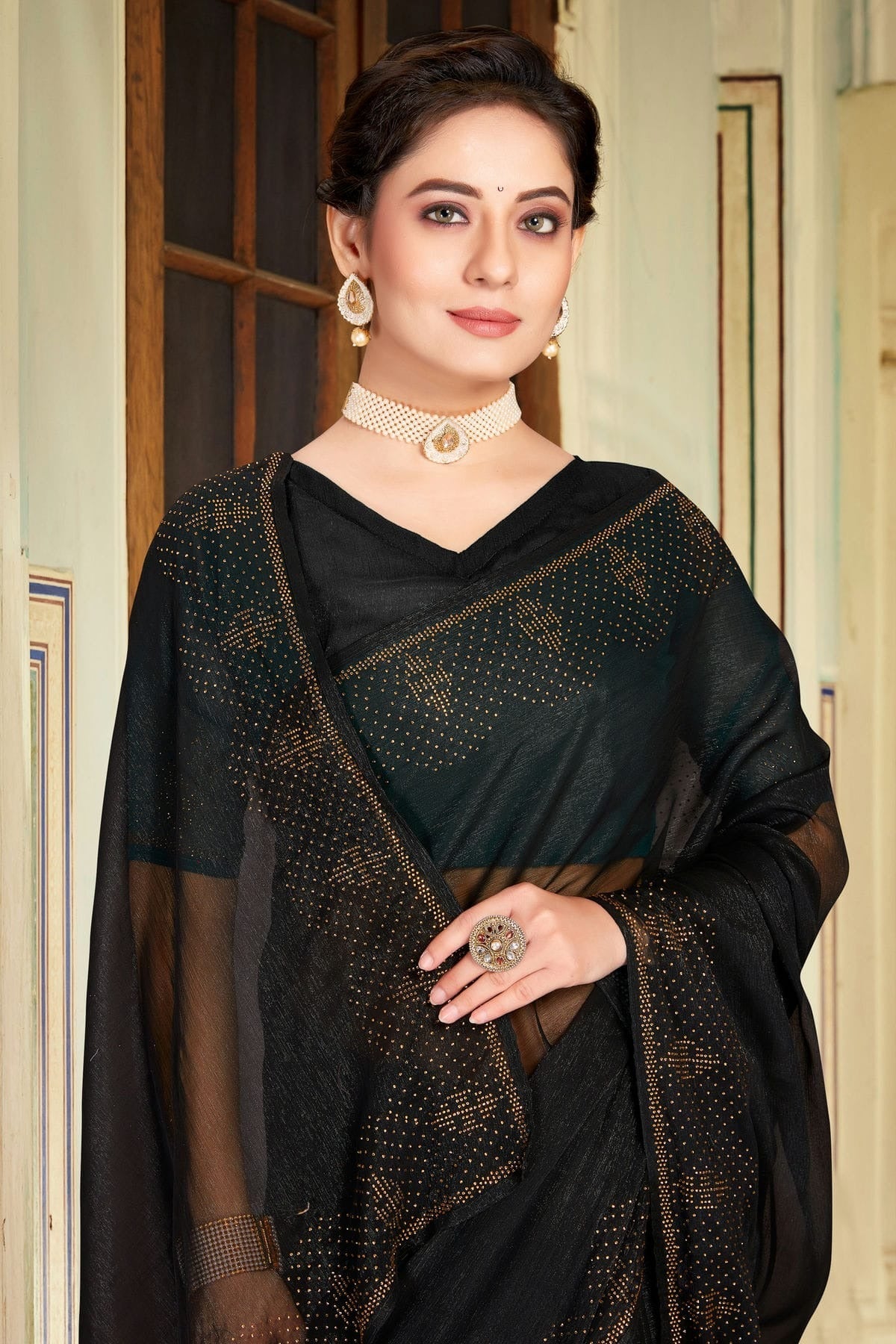 Black Colour Silk Designer Saree LC1121477 A