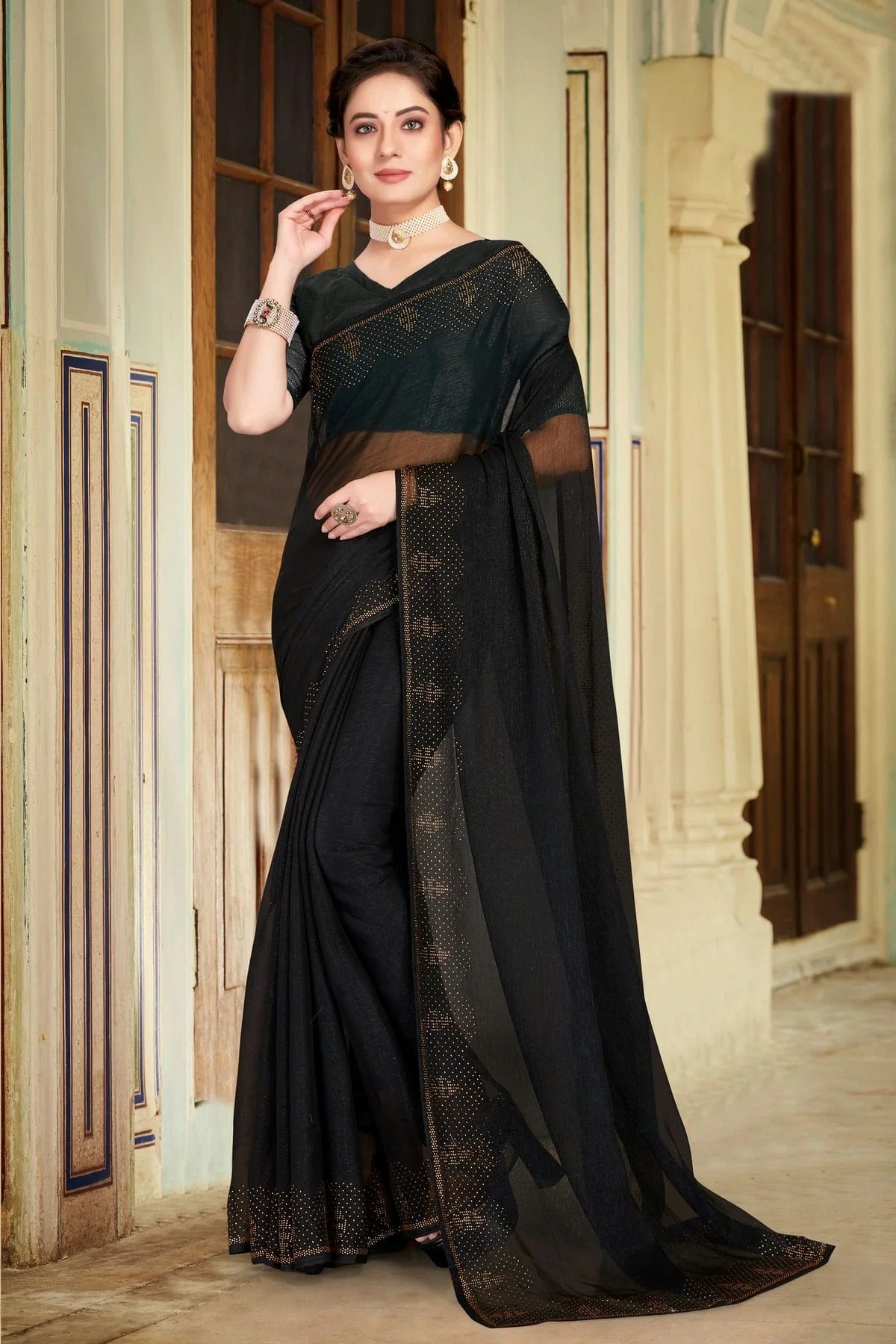 Black Colour Silk Designer Saree LC1121477