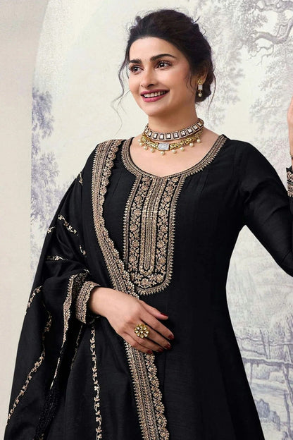 Black Colour Silk Georgette Anarkali Suit SM1110668 A