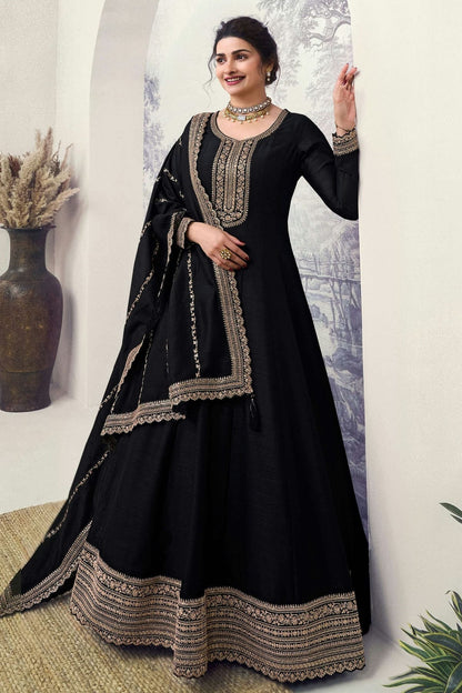Black Colour Silk Georgette Anarkali Suit SM1110668