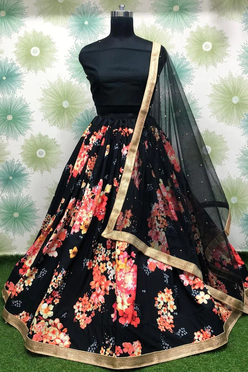Black Colour Silk Lehenga Choli LC1020088 A