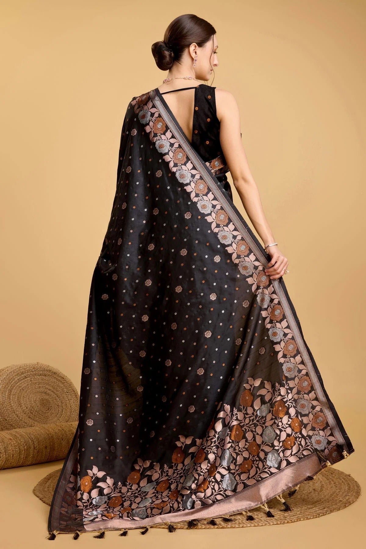 Black Colour Silk Saree SD1110025 A