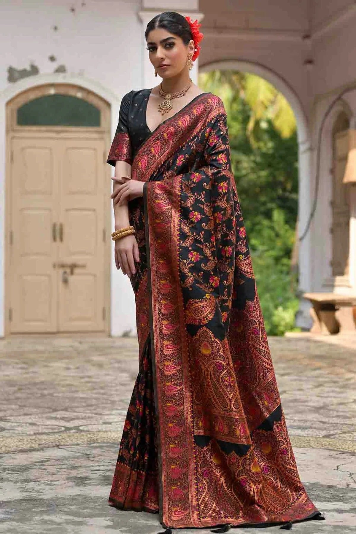 Black Colour Silk Traditional Saree SD1260045 A