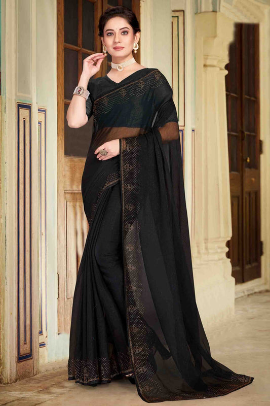 Black Colour Simmer Chiffon Designer Saree SD1121120
