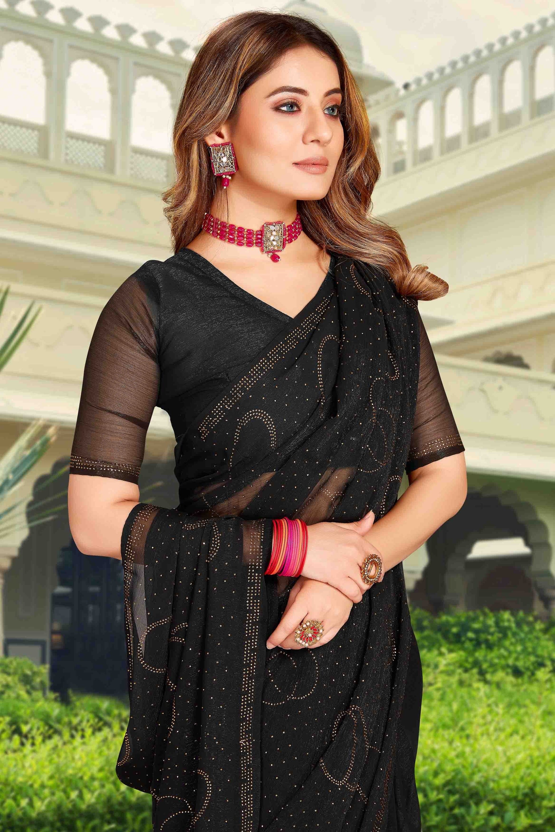 Black Colour Simmer Chiffon Designer Saree SD1121262 A