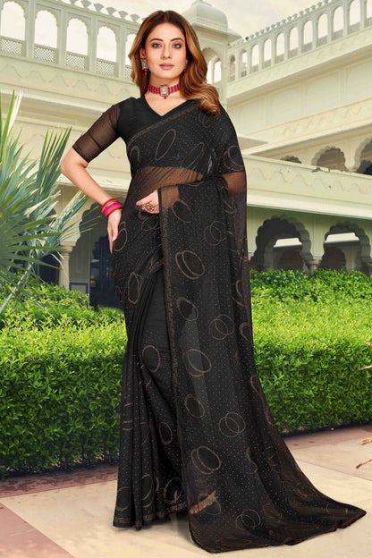 Black Colour Simmer Chiffon Designer Saree SD1121262