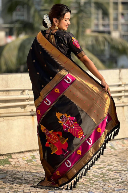 Black Colour Soft Silk Paithani Saree SD1112189 A