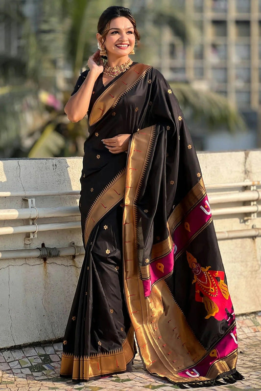 Black Colour Soft Silk Paithani Saree SD1112189