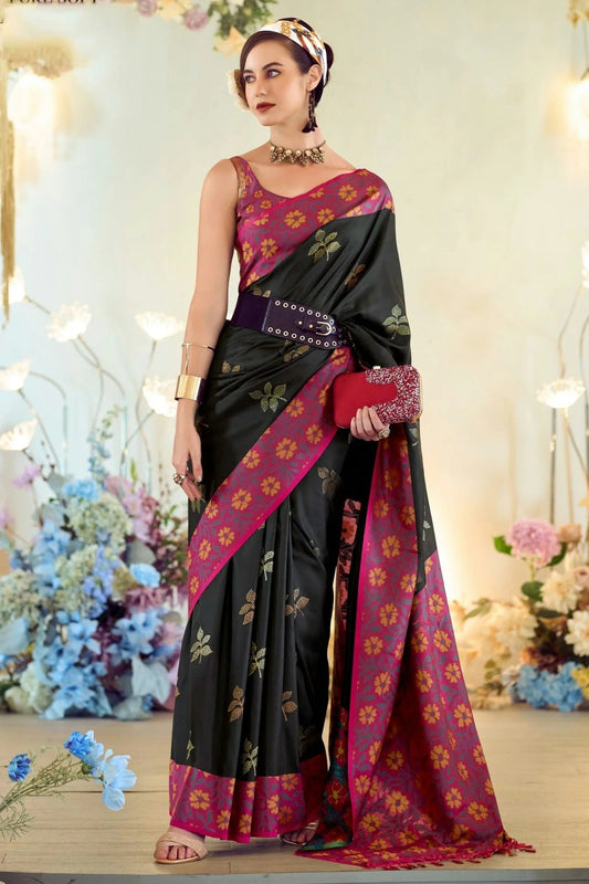 Black Colour Soft Silk Traditional Saree SD1290248