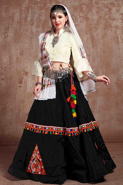 Black Colour Taffeta Silk Navratri Lehenga Choli LC1240080