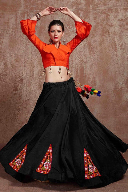 Black Colour Taffeta Silk Navratri Lehenga Choli LC1240084