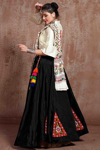 Black Colour Taffeta Silk Navratri Lehenga Choli LC1240086 A