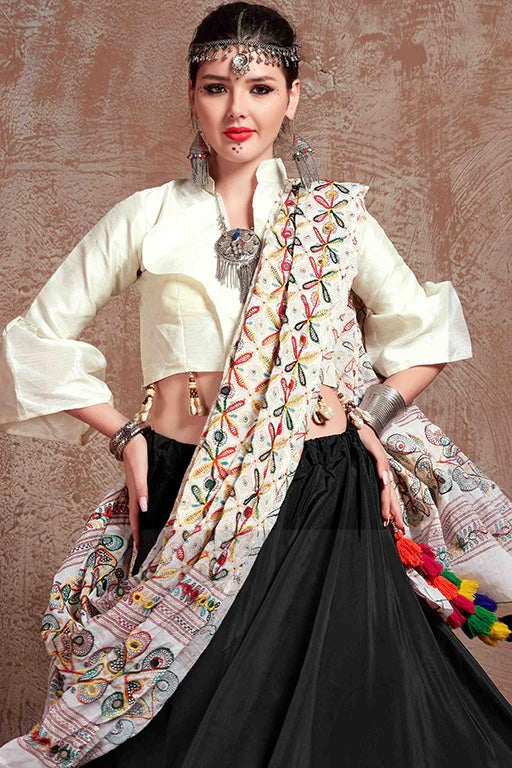 Black Colour Taffeta Silk Navratri Lehenga Choli LC1240086 B