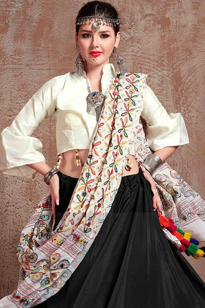 Black Colour Taffeta Silk Navratri Lehenga Choli LC1240086 B