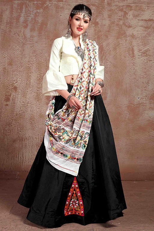 Black Colour Taffeta Silk Navratri Lehenga Choli LC1240086
