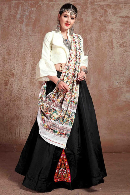 Black Colour Taffeta Silk Navratri Lehenga Choli LC1240086