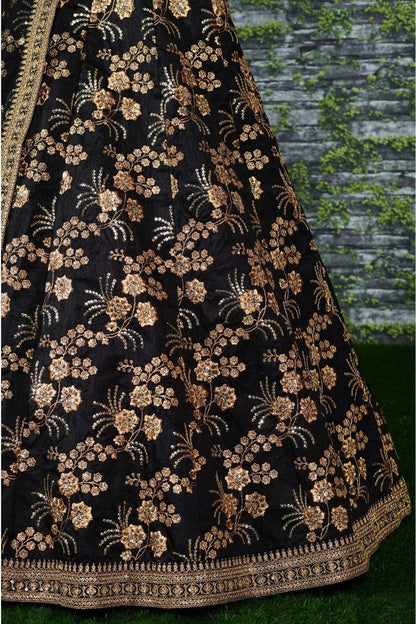 Black Colour Thai Silk Lehenga Choli LC1010057 B