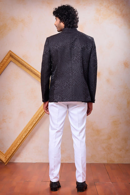 Black Colour Thread Work Embroidery Imported Fabric Jodhpuri