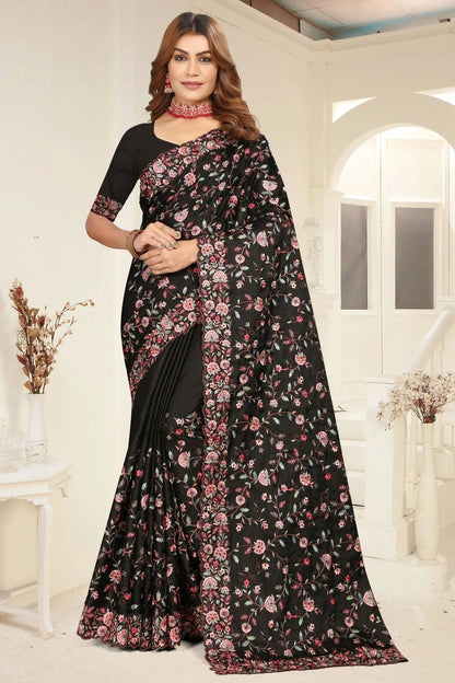 Black Colour Tusser Silk Designer Saree SD1091212
