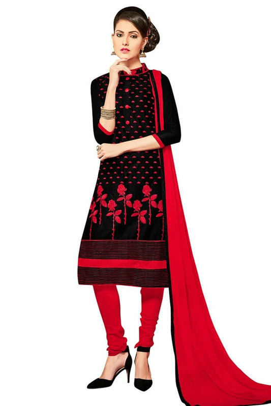 Black Colour Unstitched Glaze Cotton Churidar Suit US1161161