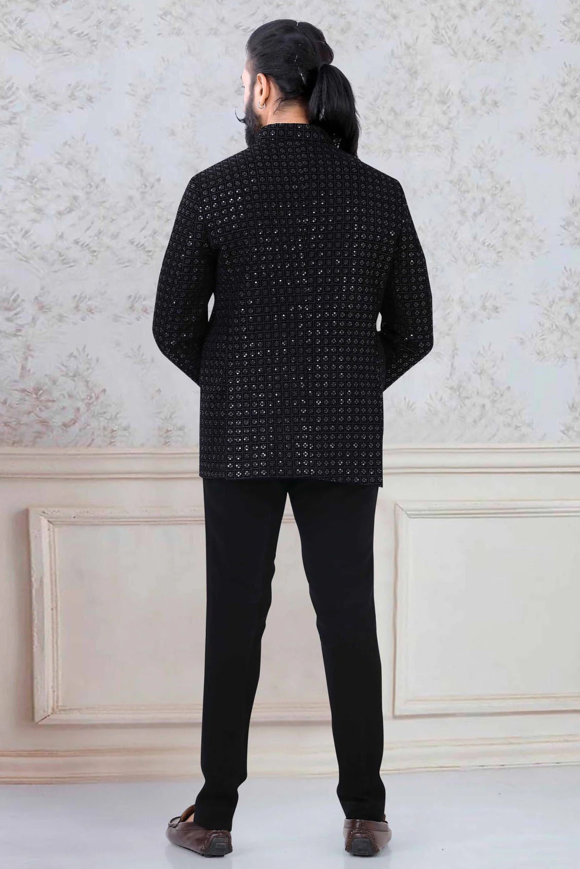 Black Colour Velvet Jodhpuri Suit SH1130037 A