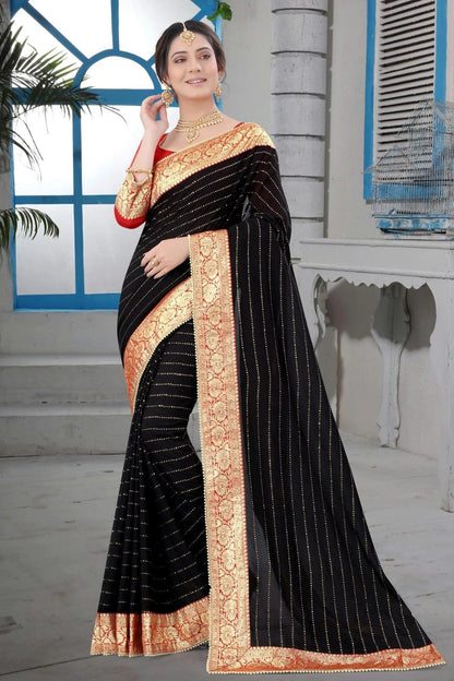 Black Colour Vichitra Silk Designer Saree LC1121461