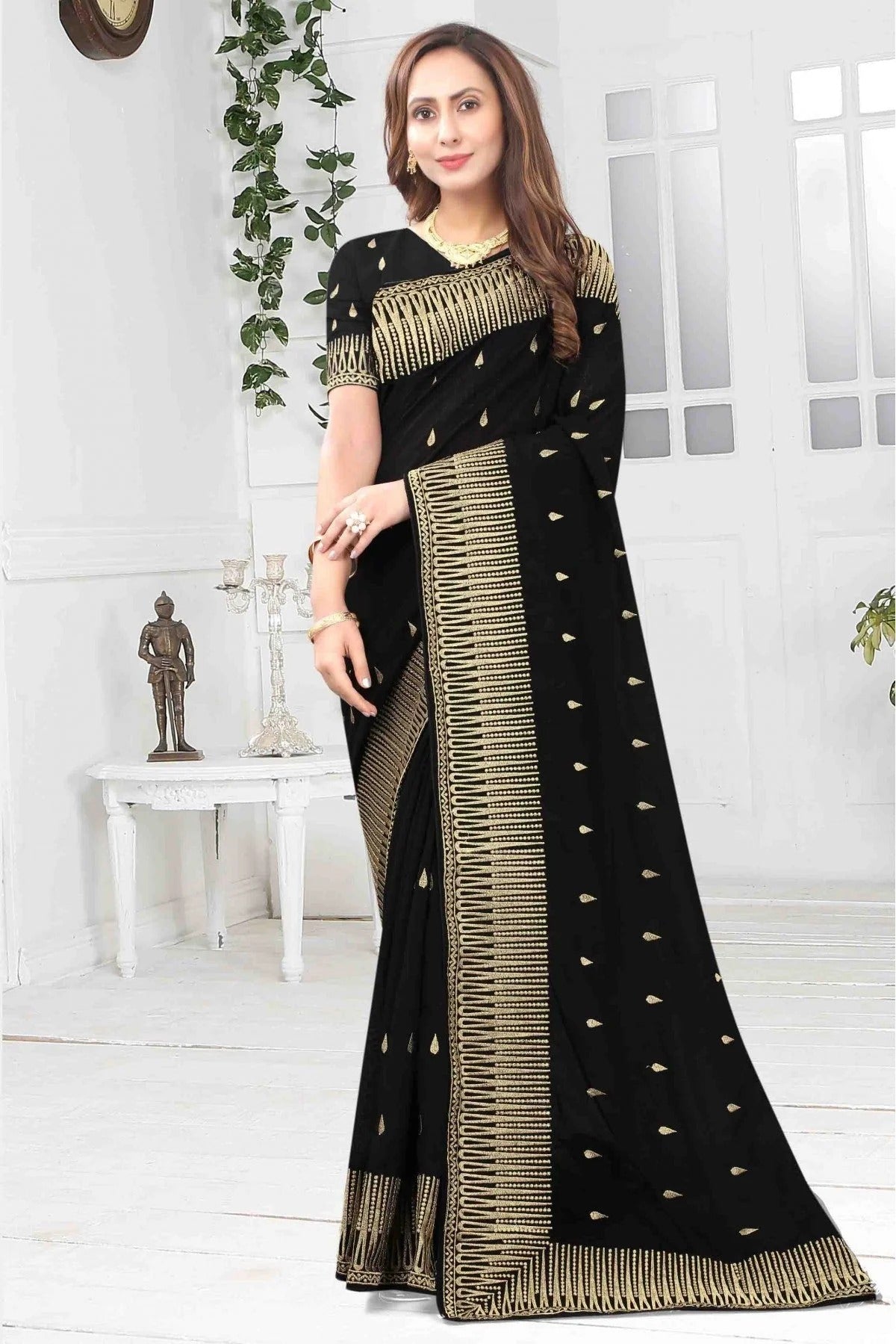 Black Colour Vichitra Silk Designer Saree SD1120139