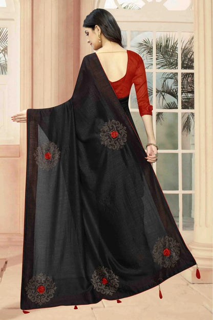 Black Colour Vichitra Silk Designer Saree SD1120497 A