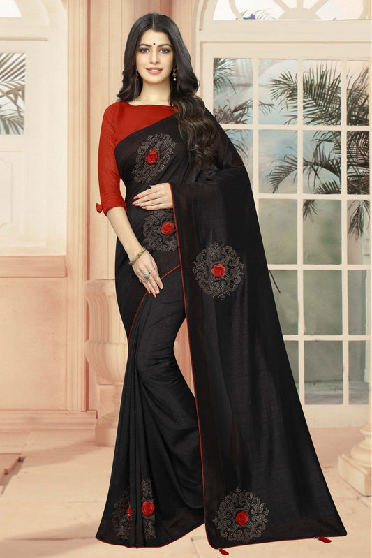 Black Colour Vichitra Silk Designer Saree SD1120497