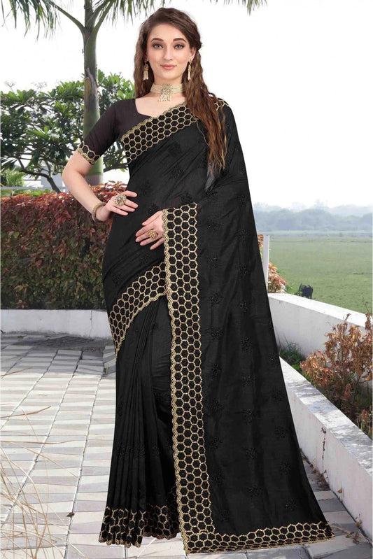 Black Colour Vichitra Silk Designer Saree SD1120603