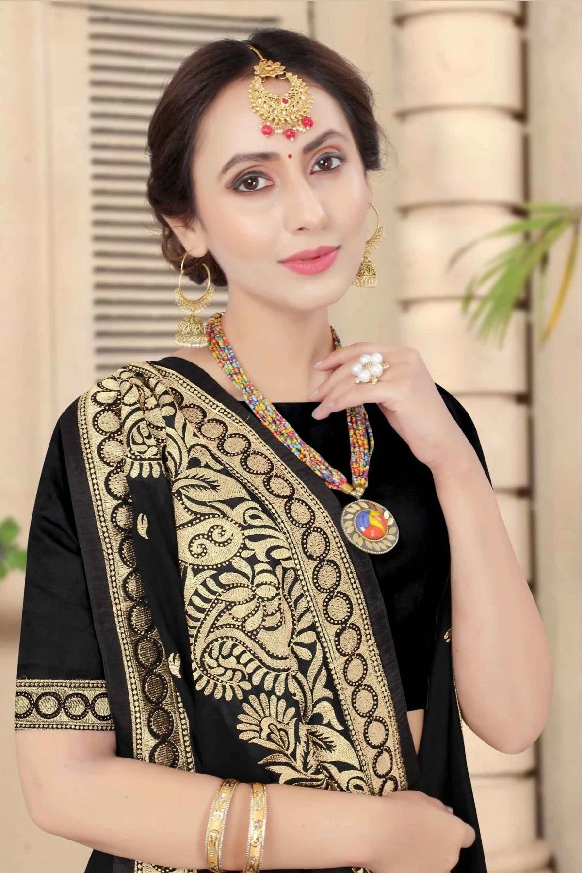 Black Colour Vichitra Silk Designer Saree SD1120673 A