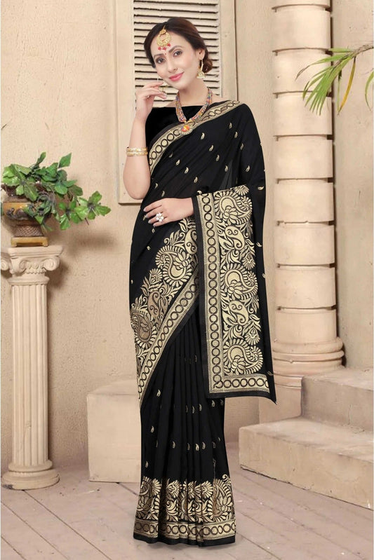 Black Colour Vichitra Silk Designer Saree SD1120673