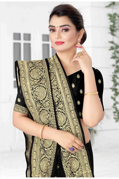 Black Colour Vichitra Silk Designer Saree SD1120703 A