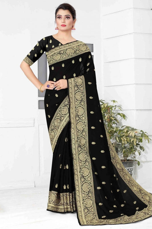 Black Colour Vichitra Silk Designer Saree SD1120703