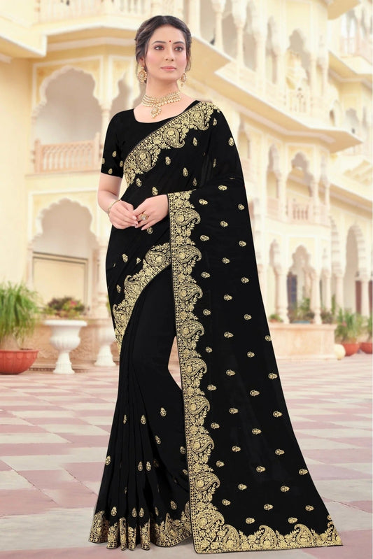 Black Colour Vichitra Silk Resham Work Saree SD1090421