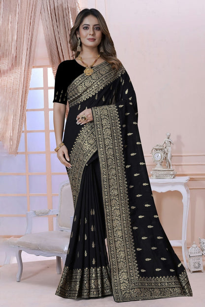 Black Colour Vichitra Silk Saree SD1090892