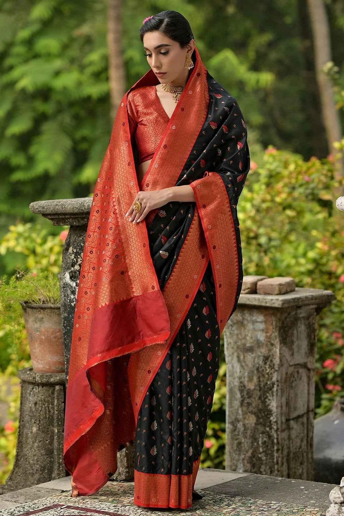 Black Colour Woven Work Banarasi Silk Saree SD1260013 A