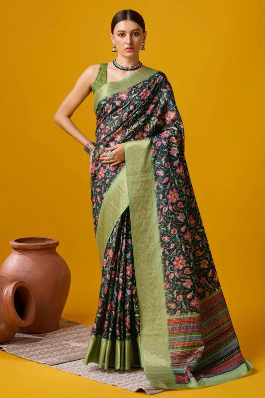 Black Colour Woven Work Cotton Saree SD1102093