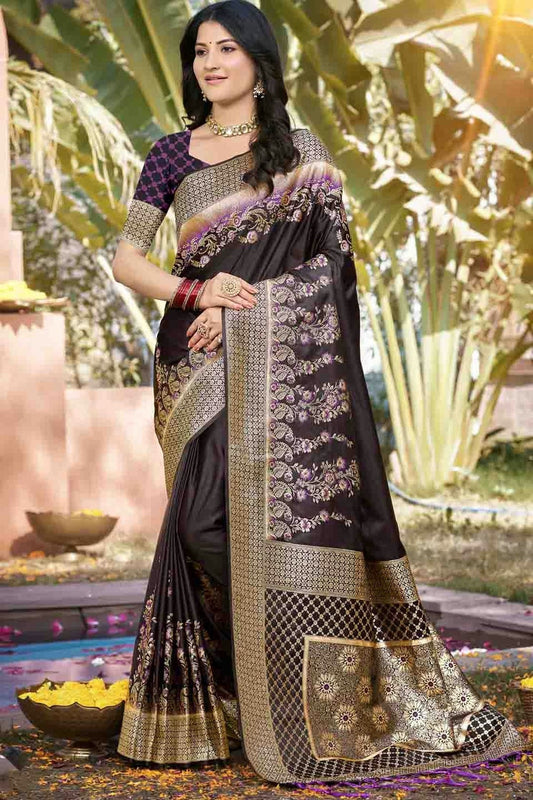Black Colour Woven Work Silk Traditional Saree SD1103506