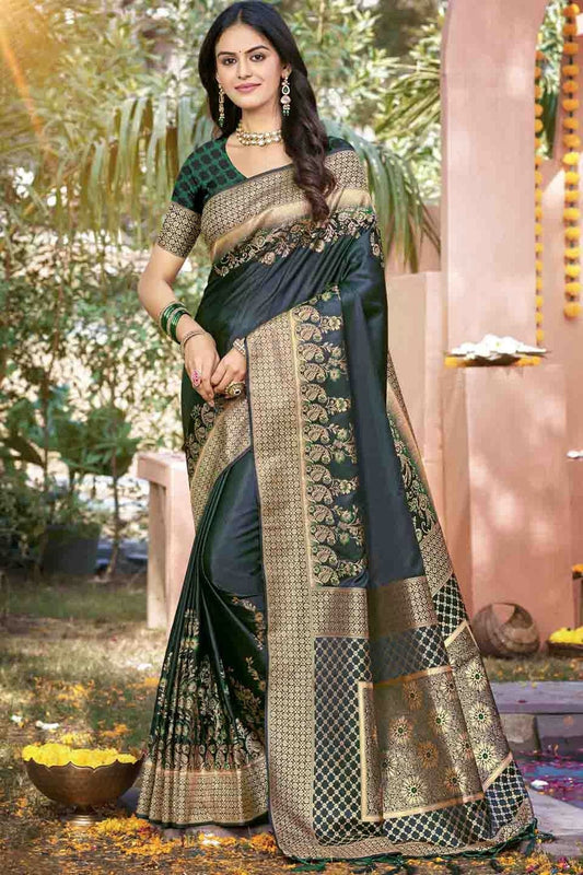 Black Colour Woven Work Silk Traditional Saree SD1103509